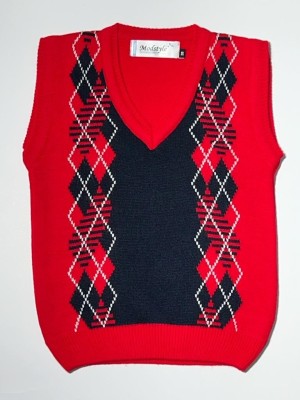 Modstyle Self Design V Neck Casual Boys Red Sweater