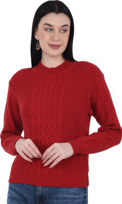 chatanya Solid V Neck Party Women Maroon Sweater