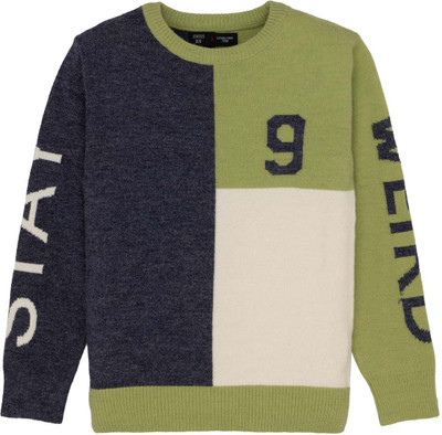 Status Quo Colorblock Round Neck Casual Boys Multicolor Sweater