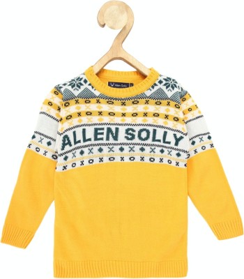 Allen Solly Printed Round Neck Casual Boys Yellow Sweater