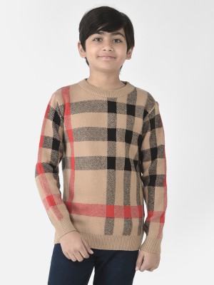 CRIMSOUNE CLUB Printed Round Neck Casual Boys Beige Sweater