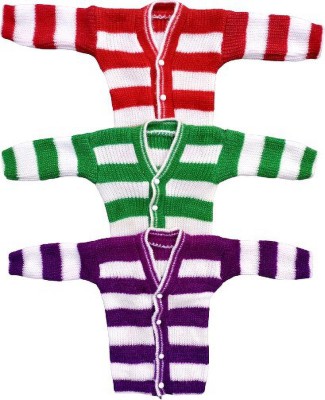 L FASION Striped V Neck Casual Baby Boys & Baby Girls Red, Dark Green, Purple Sweater