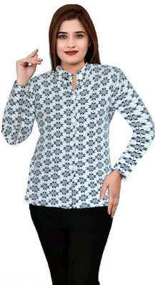 Shunit creation Self Design Round Neck Lounge Wear Women Blue Sweater