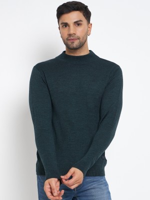 DUKE Solid High Neck Casual Men Blue Sweater