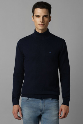 LOUIS PHILIPPE Solid Turtle Neck Casual Men Dark Blue Sweater