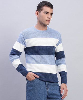 MORKEL Colorblock Round Neck Casual Men Multicolor Sweater