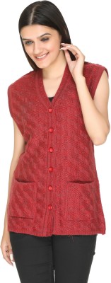 PIPASA WOMEN Self Design V Neck Formal Women Red Sweater