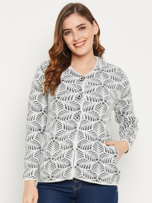 Zigo Self Design Round Neck Casual Women White, Grey Sweater
