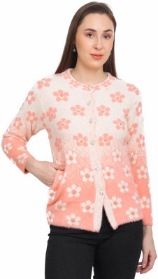 chatanya Self Design Round Neck Casual Women Pink, White Sweater