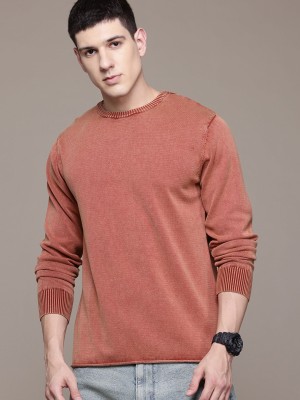 Roadster Solid Round Neck Casual Men Red Sweater