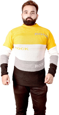 AYUB FASHION Colorblock Round Neck Casual Men Reversible Yellow Sweater
