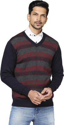 Raymond Argyle V Neck Casual Men Blue Sweater