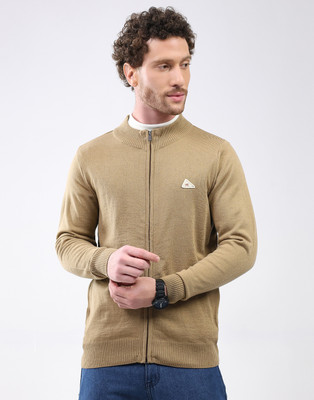 MONTE CARLO Solid High Neck Casual Men Brown Sweater