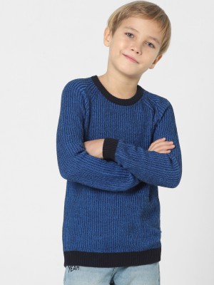 Jack & Jones Junior Woven Round Neck Casual Boys Blue, Black Sweater