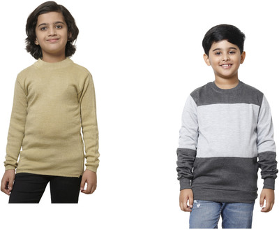 TBMANIA Colorblock, Solid Round Neck Casual Boys Multicolor Sweater