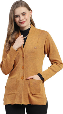 MONTE CARLO Solid V Neck Casual Women Yellow Sweater