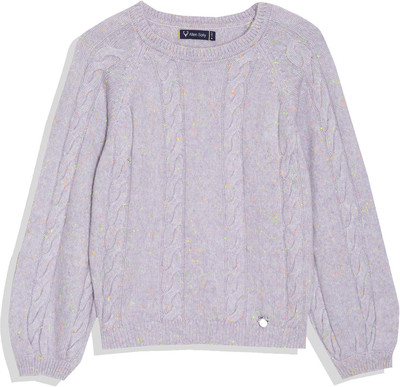 American Eagle Self Design Round Neck Casual Women Red Sweater