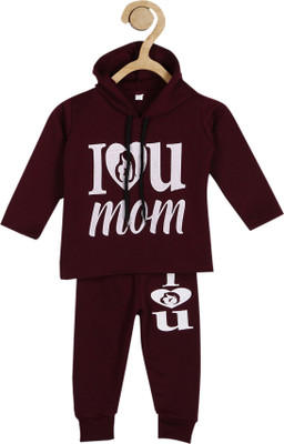 L FASION Printed Hooded Neck Casual Baby Boys & Baby Girls Maroon Sweater