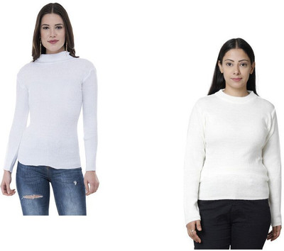 Indeweaves Solid High Neck Casual Women Multicolor Sweater