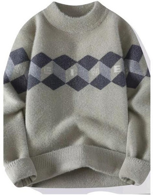 FitIn OutFit Self Design Round Neck Casual Men Brown Sweater
