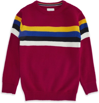 Pantaloons Junior Woven Round Neck Casual Boys Multicolor Sweater