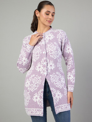 DUKE Self Design Round Neck Casual Women Purple Sweater