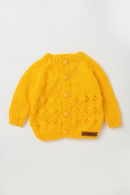 The Original Knit Self Design Round Neck Casual Baby Boys & Baby Girls Yellow Sweater