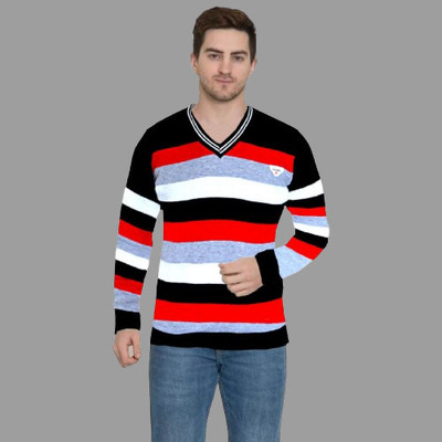 Sanzzy Solid V Neck Casual Men Multicolor Sweater