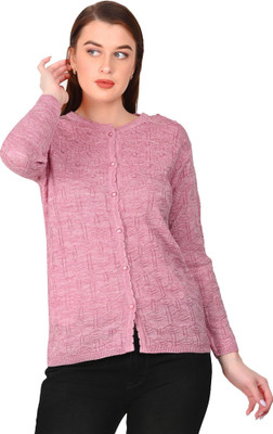 HITTIKA Solid Round Neck Casual Women Pink Sweater