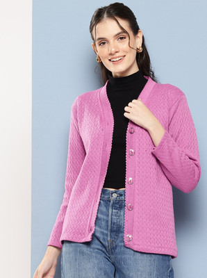 METRONAUT Solid V Neck Casual Women Pink Sweater