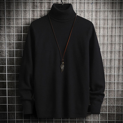 Doomee Solid High Neck Casual Men Black Sweater