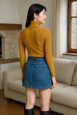 SKG Solid High Neck Casual Women Yellow Sweater
