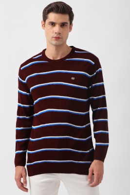 PETER ENGLAND Striped Crew Neck Casual Men Maroon Sweater