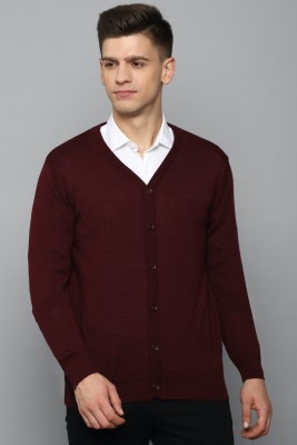 Allen Solly Solid V Neck Casual Men Maroon Sweater