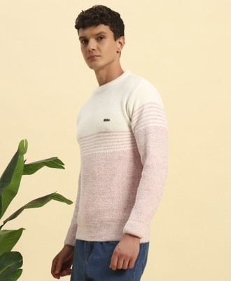 KILVESTED Striped Round Neck Casual Men Pink Sweater