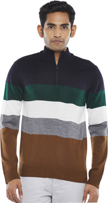 Byford by Pantaloons Colorblock Turtle Neck Casual Men Multicolor Sweater