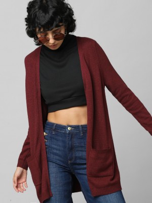 ONLY Solid Casual Women Maroon Sweater