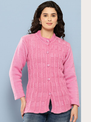 METRONAUT Self Design Round Neck Casual Women Pink Sweater
