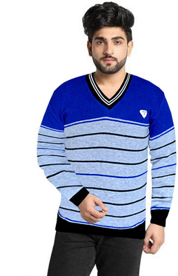 PrathaVastra Striped V Neck Casual Men Multicolor Sweater