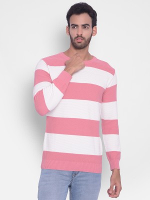 CRIMSOUNE CLUB Colorblock Round Neck Casual Men Pink Sweater