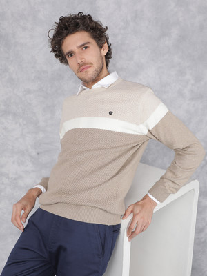 CRIMSOUNE CLUB Colorblock Round Neck Casual Men Multicolor Sweater