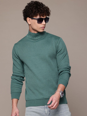 Roadster Printed Turtle Neck Casual Men Green Sweater