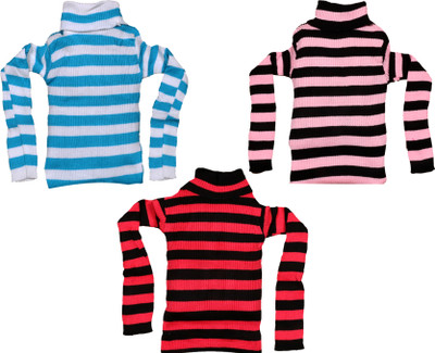 MTI FASHIONS Striped High Neck Casual Baby Boys Multicolor Sweater