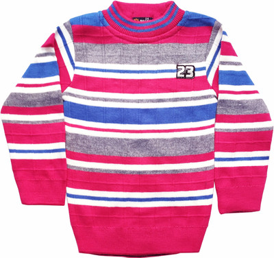 PRAVU CREATION Striped Round Neck Casual Boys Multicolor Sweater