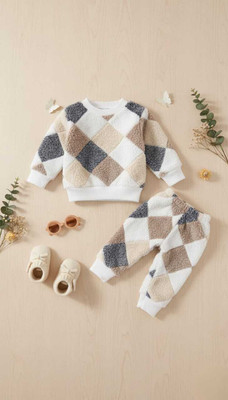 MSARDARDRESSES Geometric Print Round Neck Party Baby Girls Grey Sweater