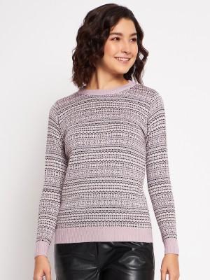 CLAPTON Self Design Round Neck Casual Women Pink Sweater