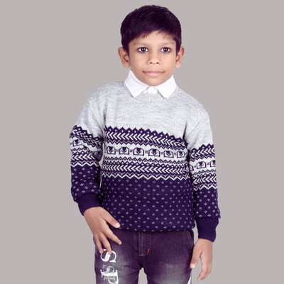 Rebiva Printed Round Neck Casual Baby Boys Multicolor Sweater