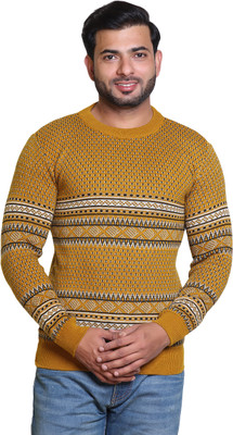Grand Line Self Design Round Neck Casual Men Multicolor Sweater