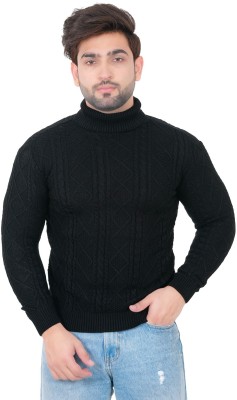 Dartline Solid Round Neck Party Men Black Sweater