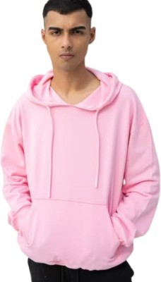 ZYLUTE Solid Hooded Neck Casual Men Pink Sweater